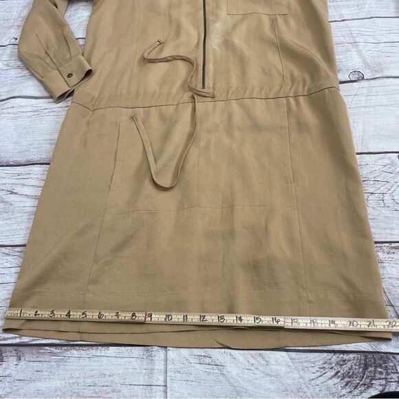 Tomas Maier Long Sleeve Shirt Dress Tan Size 6 Collared PullOver Classic Capsule - Picture 8 of 12